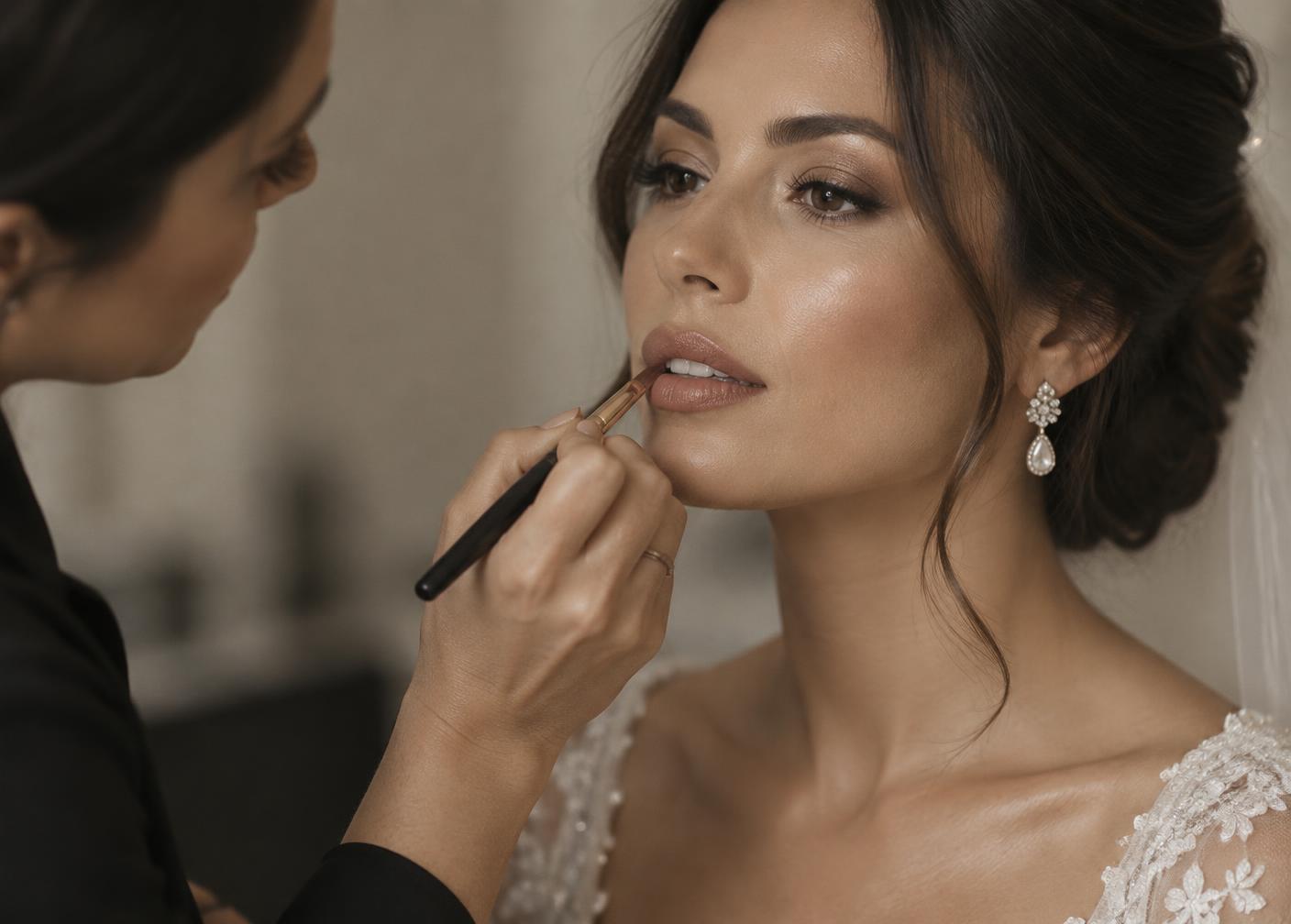 Bridal makeup application detail