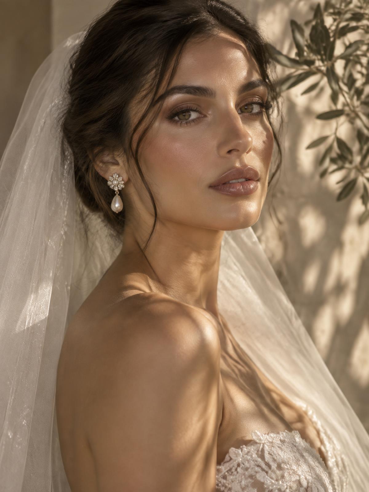 Editorial bride in warm natural light